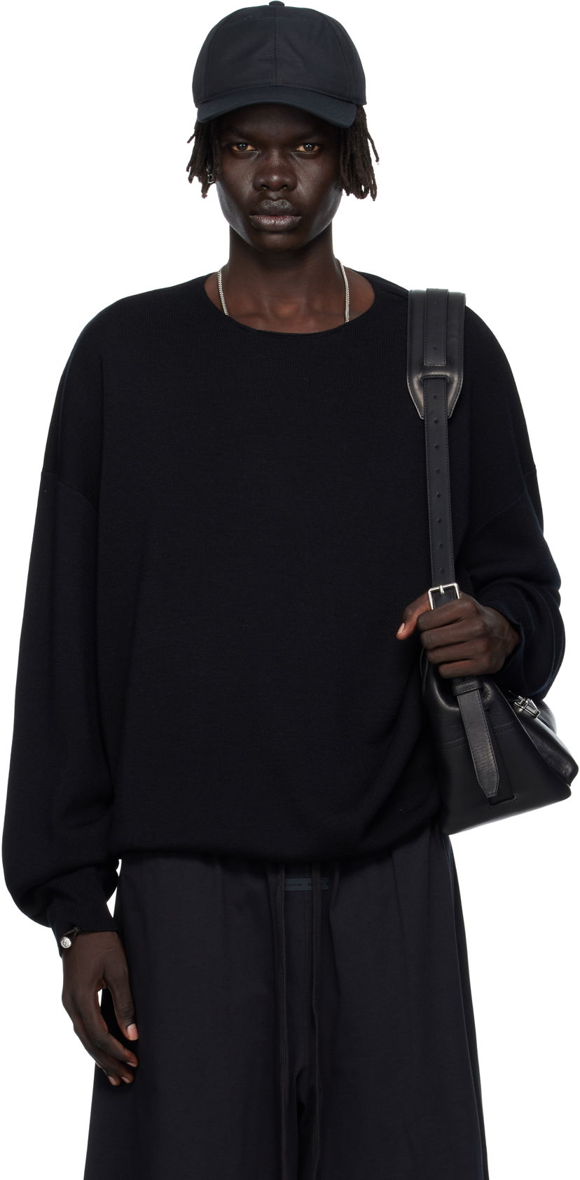 Villapaita Fear of God Fear of God ESSENTIALS Long Sleeve Crewneck Sweater Musta | 192SP256490F