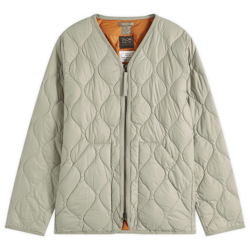 Puffer takki TAION Military Zip V-Neck Softshell Down Jacket, Size L Vihreä | TAION-101ALSZML-1-DSG