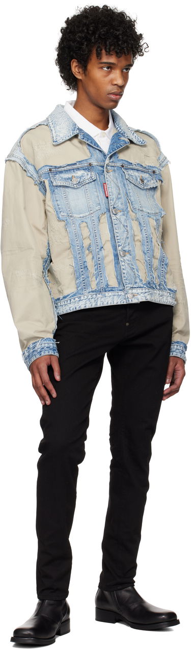 Takki DSQUARED2 Dsquared2 Super Ripped Mixed Denim Jacket Sininen | S74AM1547_S30309, 3