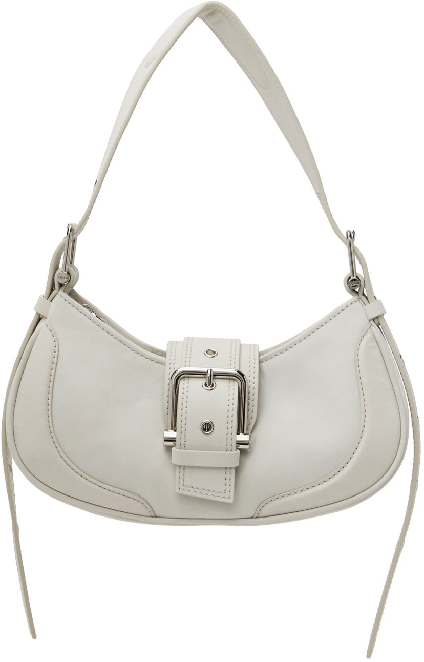 Käsilaukku OSOI White Leather Buckle Shoulder Bag Beige | 24FWB05002125