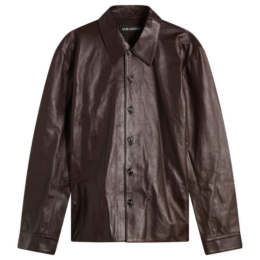 Paita OUR LEGACY Calfskin Leather Welding Shirt Size IT 46 Ruskea | M4259WU