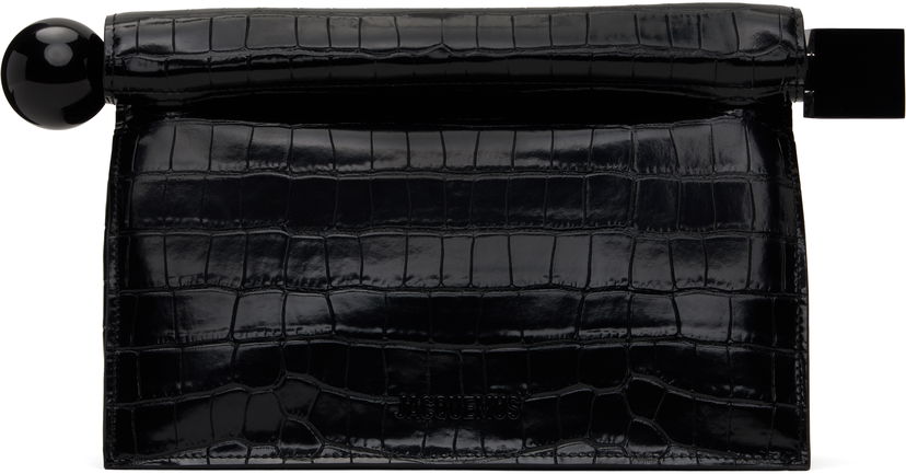 Käsilaukku Jacquemus Jacquemus 'The Rond Carré' Crocodile-Embossed Clutch Musta | 25E233BA356-4301