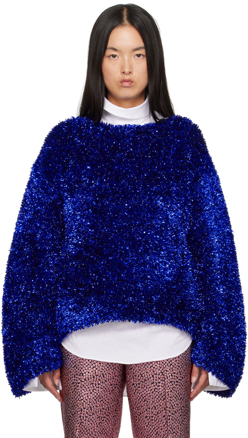 Villapaita Dries Van Noten Tinsel Sweater Sininen | 242-011244-9725