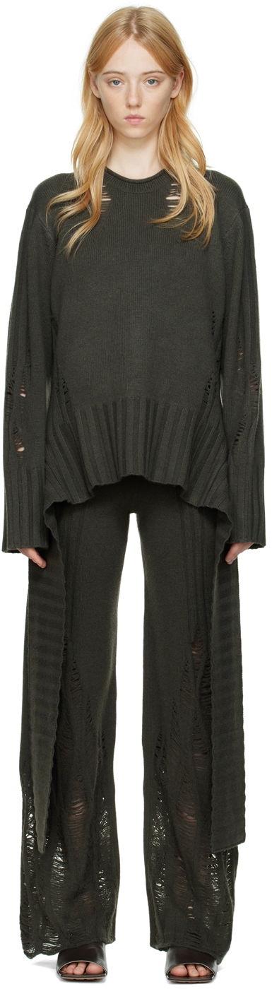 Housut Dion Lee Distressed Cashmere Peplum Sweater Vihreä | C7086P22