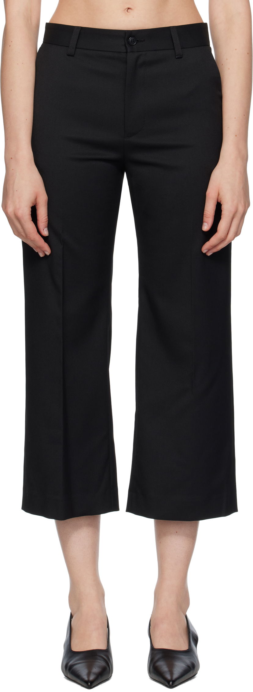 Housut Maison Margiela MM6 Maison Margiela Tailoring Blend Cropped Trousers Musta | S52KA0535 M35227