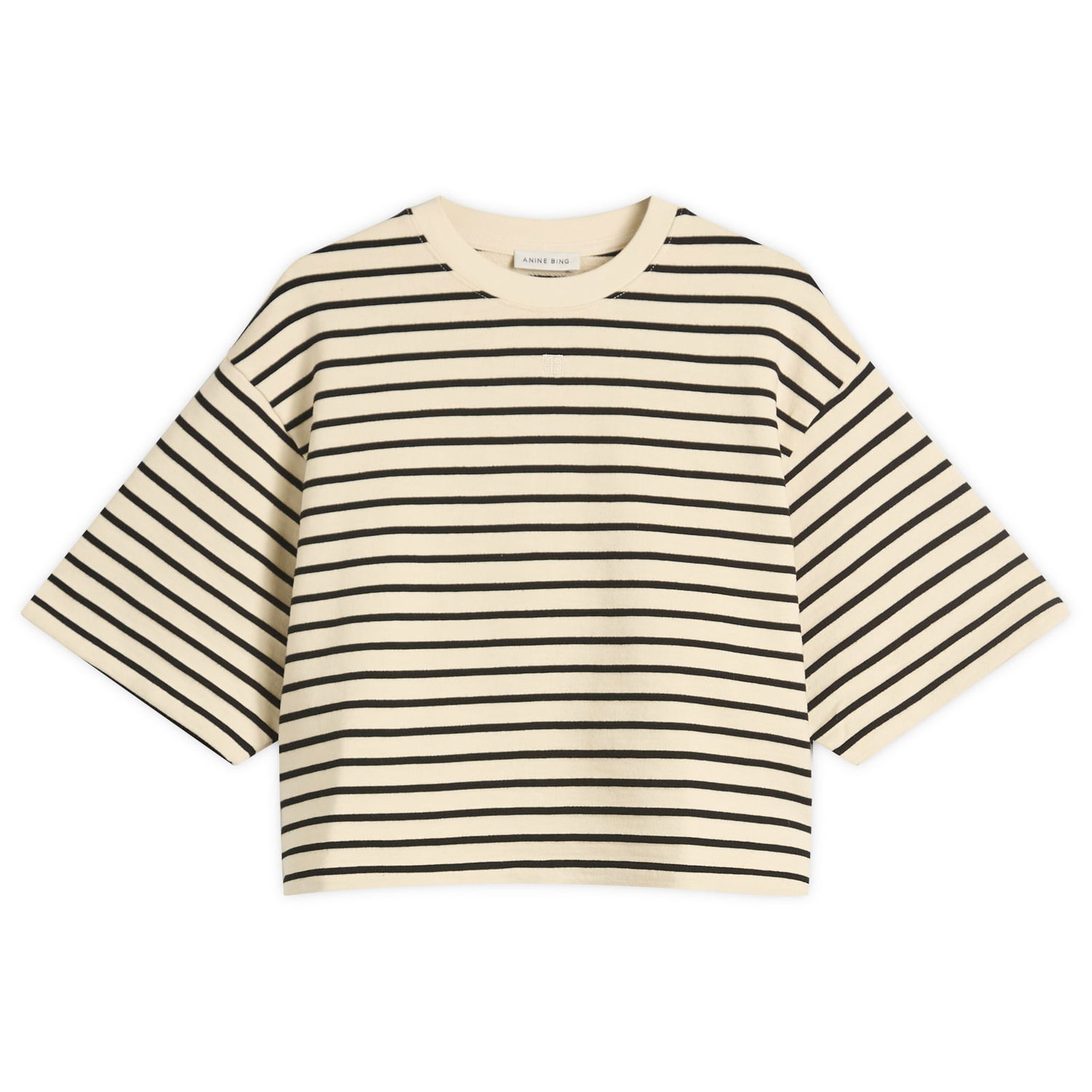 Crop top Anine Bing Anine Bing Myers Cropped Striped Tee Beige | A-08-11431-MTL69, 1