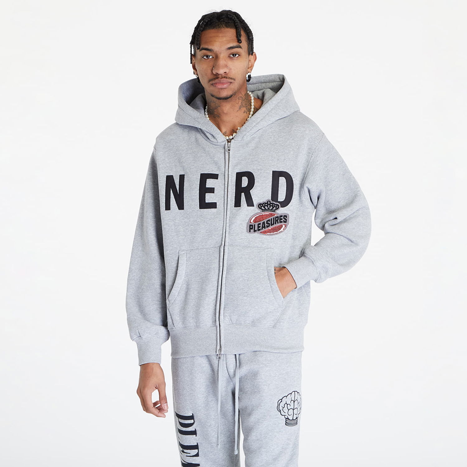 Huppari Pleasures x N.E.R.D Full-Zip Up Harmaa | P23N002 GREY, 0
