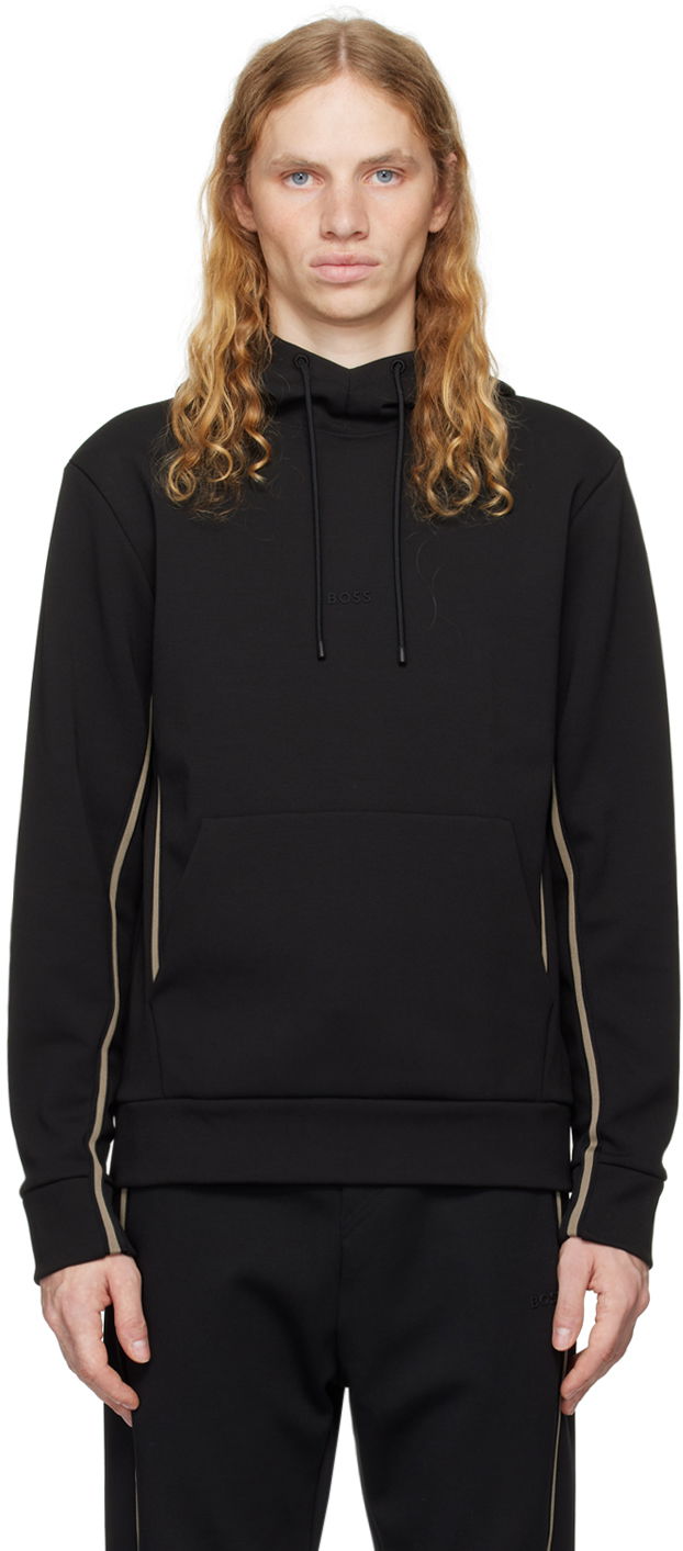 Huppari BOSS Logo-Embossed Hoodie Musta | 50523905