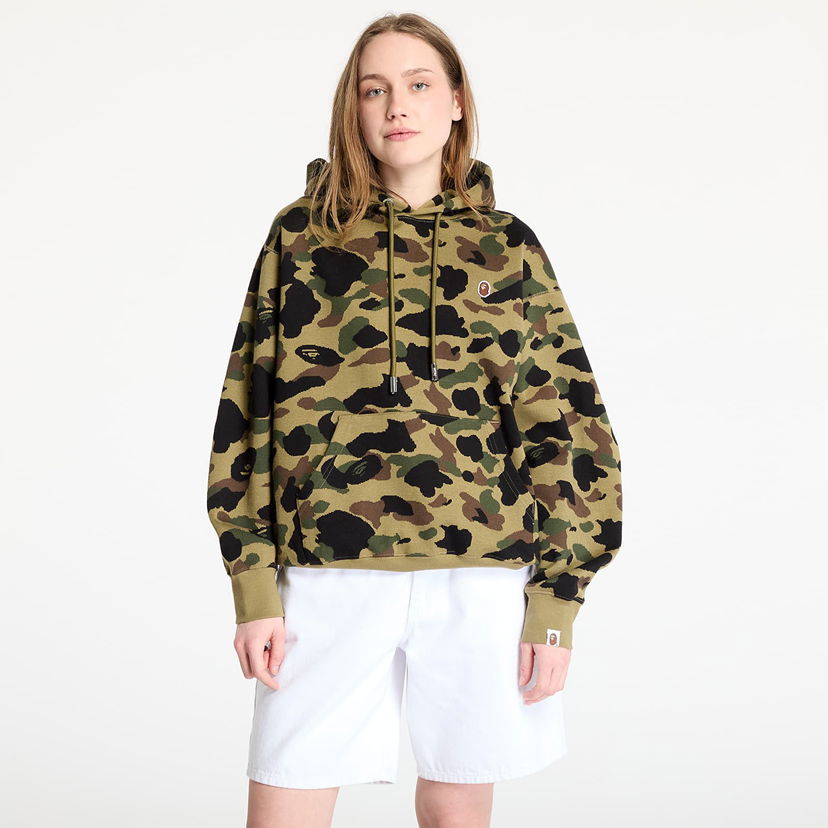 Huppari BAPE A BATHING APE 1St Camo Jacquard One Point Relaxed Fit Pullover Hoodie Vihreä | 001PPL301302MGRN