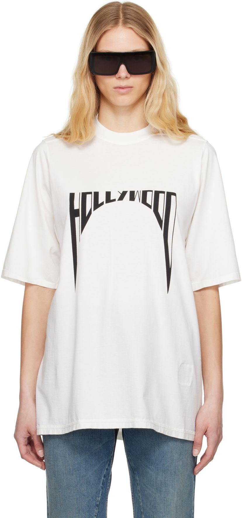 T-paita Rick Owens Rick Owens DRKSHDW Hollywood Jumbo T-Shirt Valkoinen | DS01E3204 RNEP2