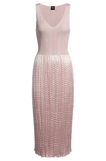 Mekko BOSS Knit Dress with Lustrous Structured Skirt Vaaleanpunainen | 50537736