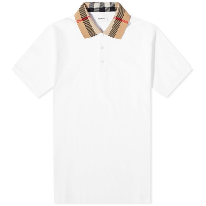 Poolopaita Burberry Check Collar Polo Valkoinen | 8071621A1464