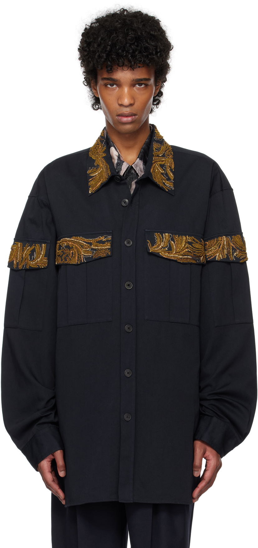 Paita Dries Van Noten Dries Van Noten Embroidered Shirt Musta | 251-020757-1473