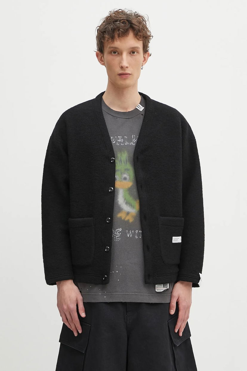 Villapaita Neighborhood NEIGHBORHOOD Wool Jersey Cardigan Musta | 242FPNH.CSM14