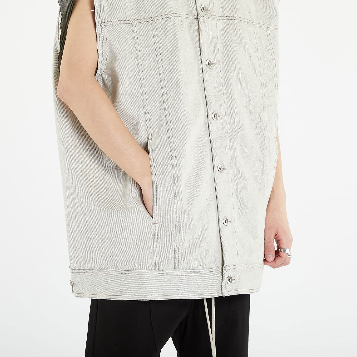 Liivi Rick Owens DRKSHDW Jumbo Worker Vest Valkoinen | DU01C6762 MMD 51, 1