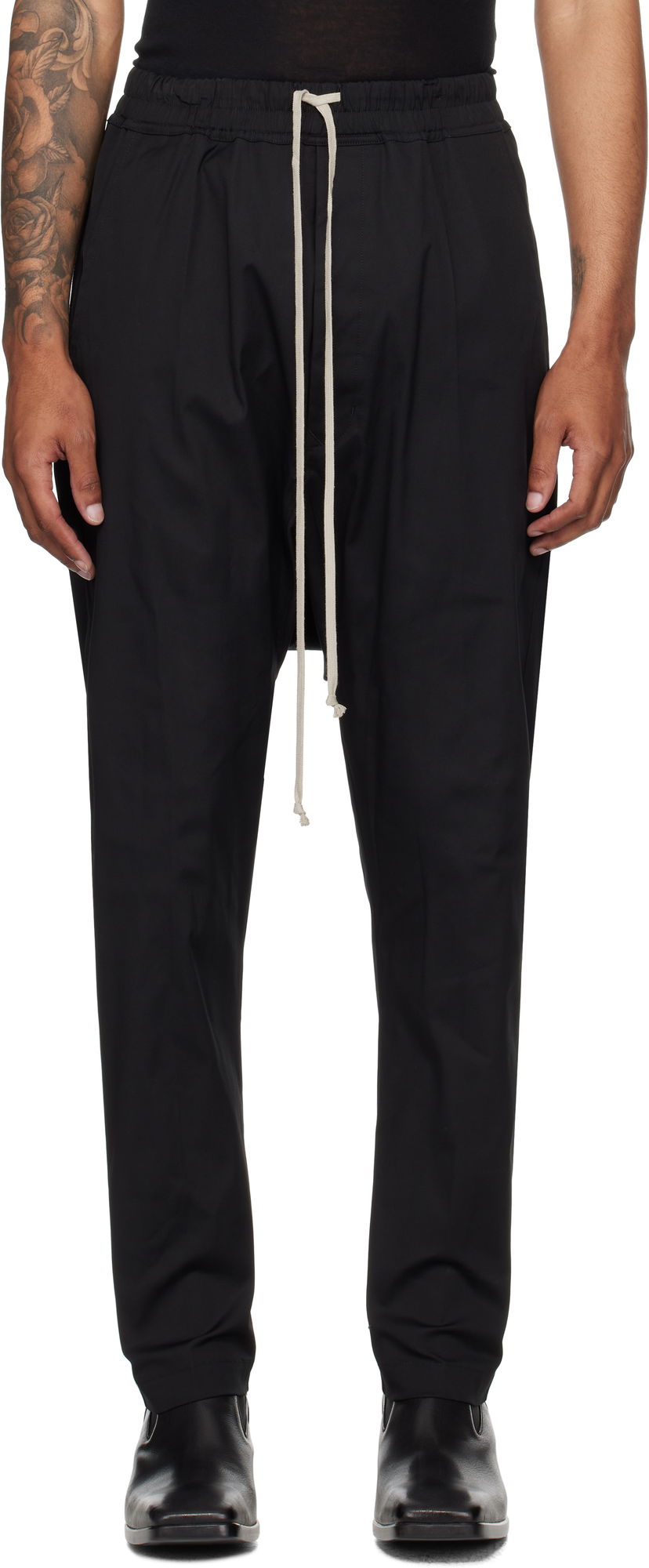 Housut Rick Owens Rick Owens Concordians Drawstring Trousers Musta | RU02E1380 TE
