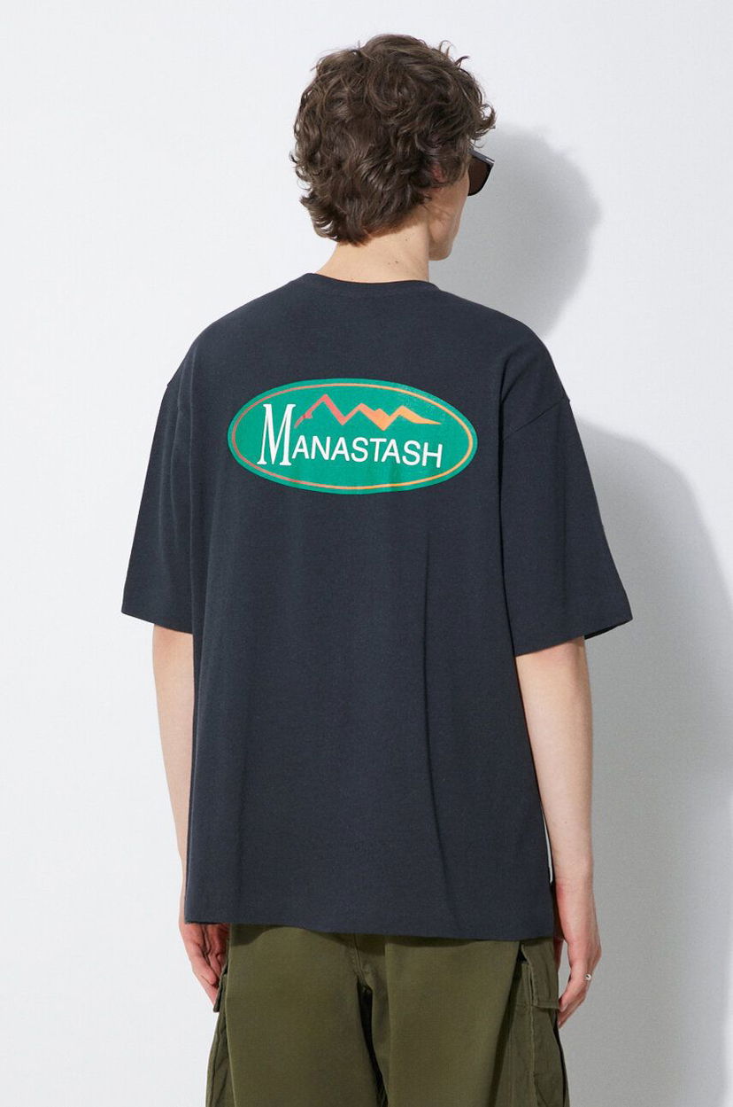 T-paita Manastash Manastash Hemp Original Logo T-Shirt Musta | 7924134002