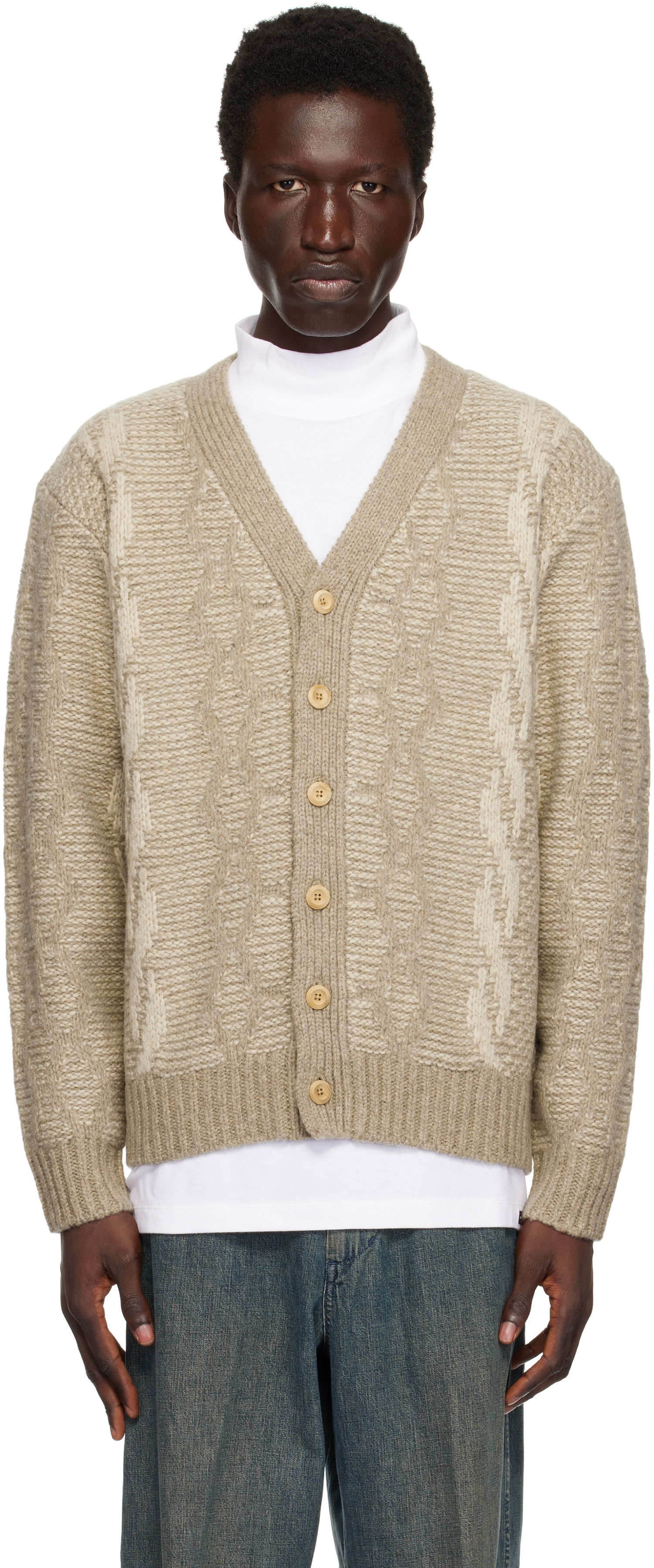 Villapaita BEAMS BEAMS PLUS Heavy Cable Pattern Cardigan Beige | 38150206156, 0