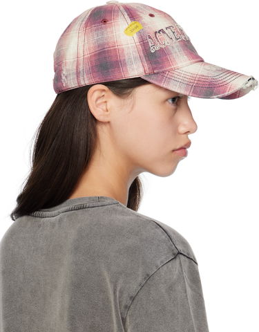 Korkki Acne Studios Distressed Plaid Cap Vaaleanpunainen | C40411-, 4