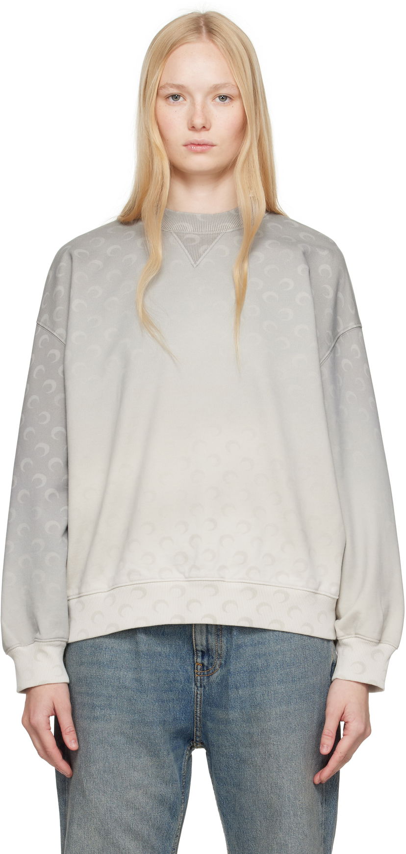 Villapaita Marine Serre Marine Serre Moon Faded Fleece Oversized Sweatshirt Harmaa | UST022A CJER0073