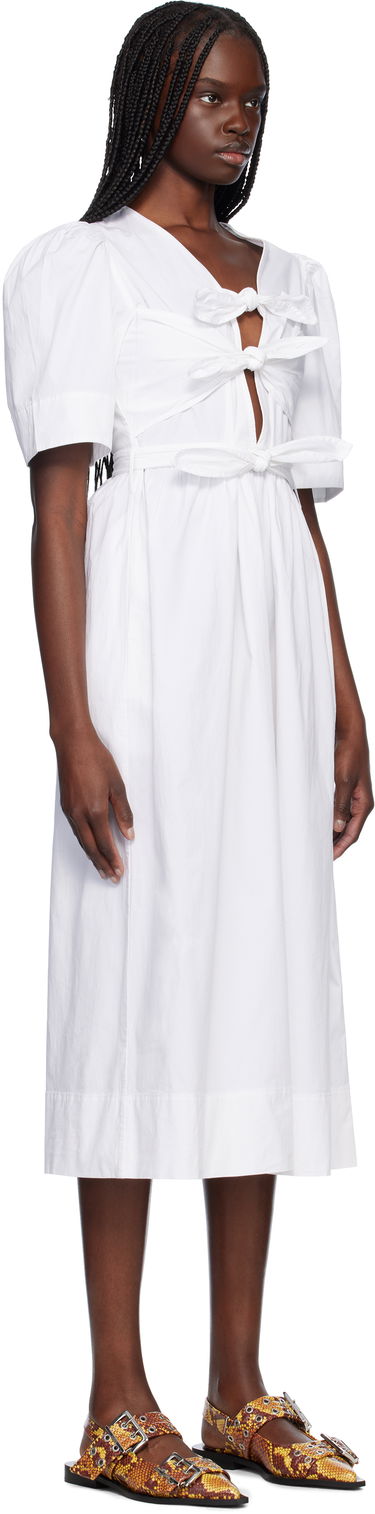 Mekko GANNI GANNI Stretch Cotton Tie Strap Midi Dress Valkoinen | W0306, 1