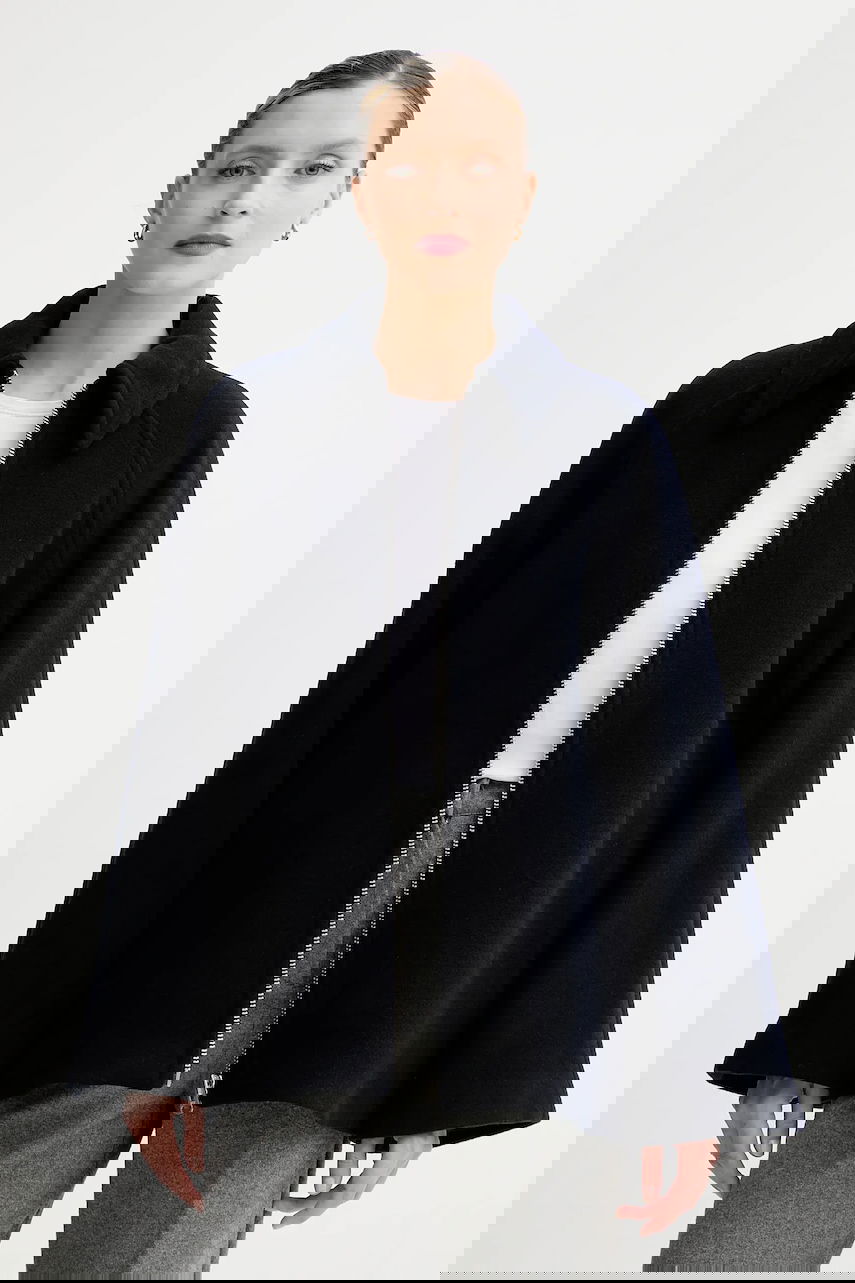 Takki Samsoe Samsoe ALMA Wool Cape Jacket Tummansininen | F23300184, 0