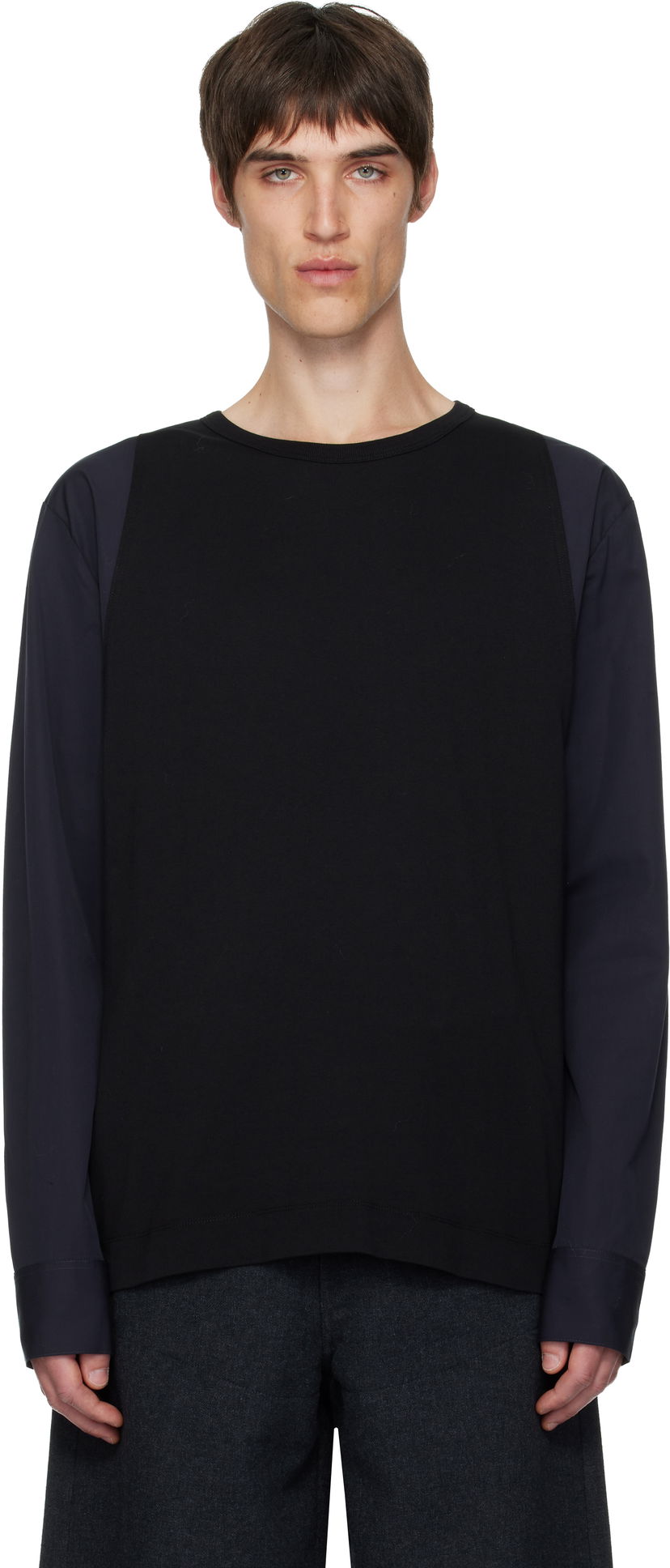 T-paita Dries Van Noten Dries Van Noten Contrast Sleeves T-shirt Musta | 252-021118-2603