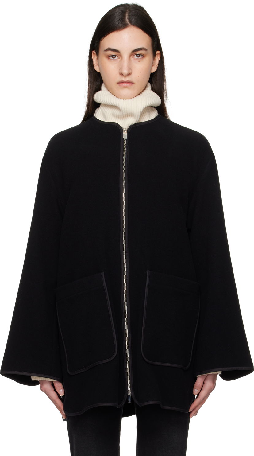 Takit TOTEME TOTEME Felted Wool Zip-Up Jacket Musta | 251-WRO4262-FB0039