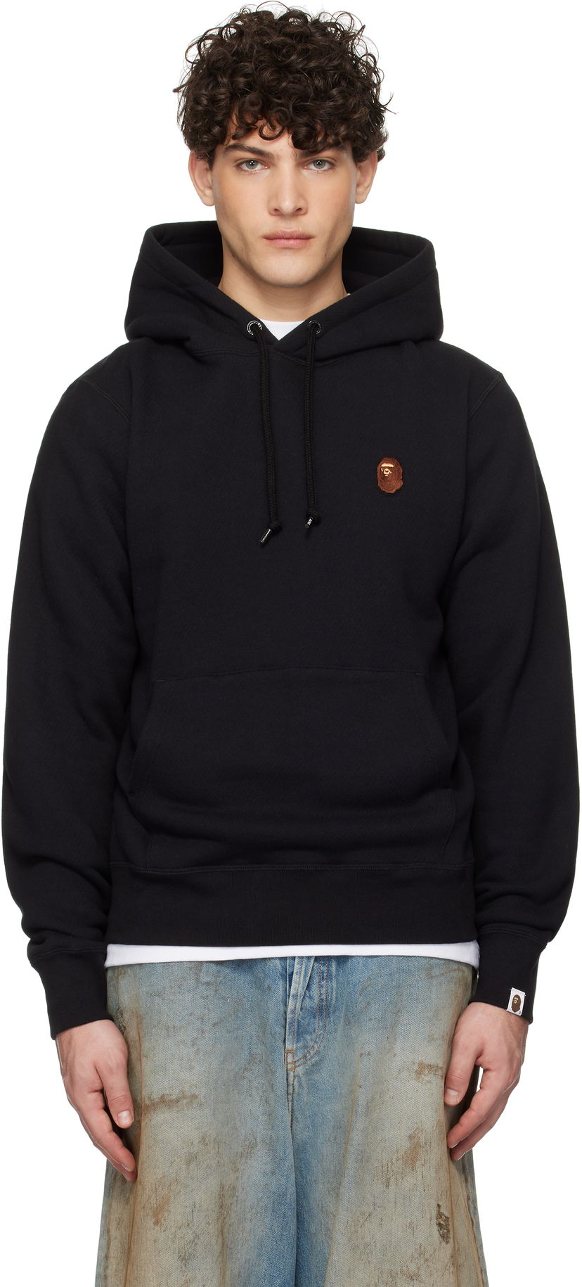 Huppari BAPE One Point Pullover Hoodie Musta | 001PPK801007M