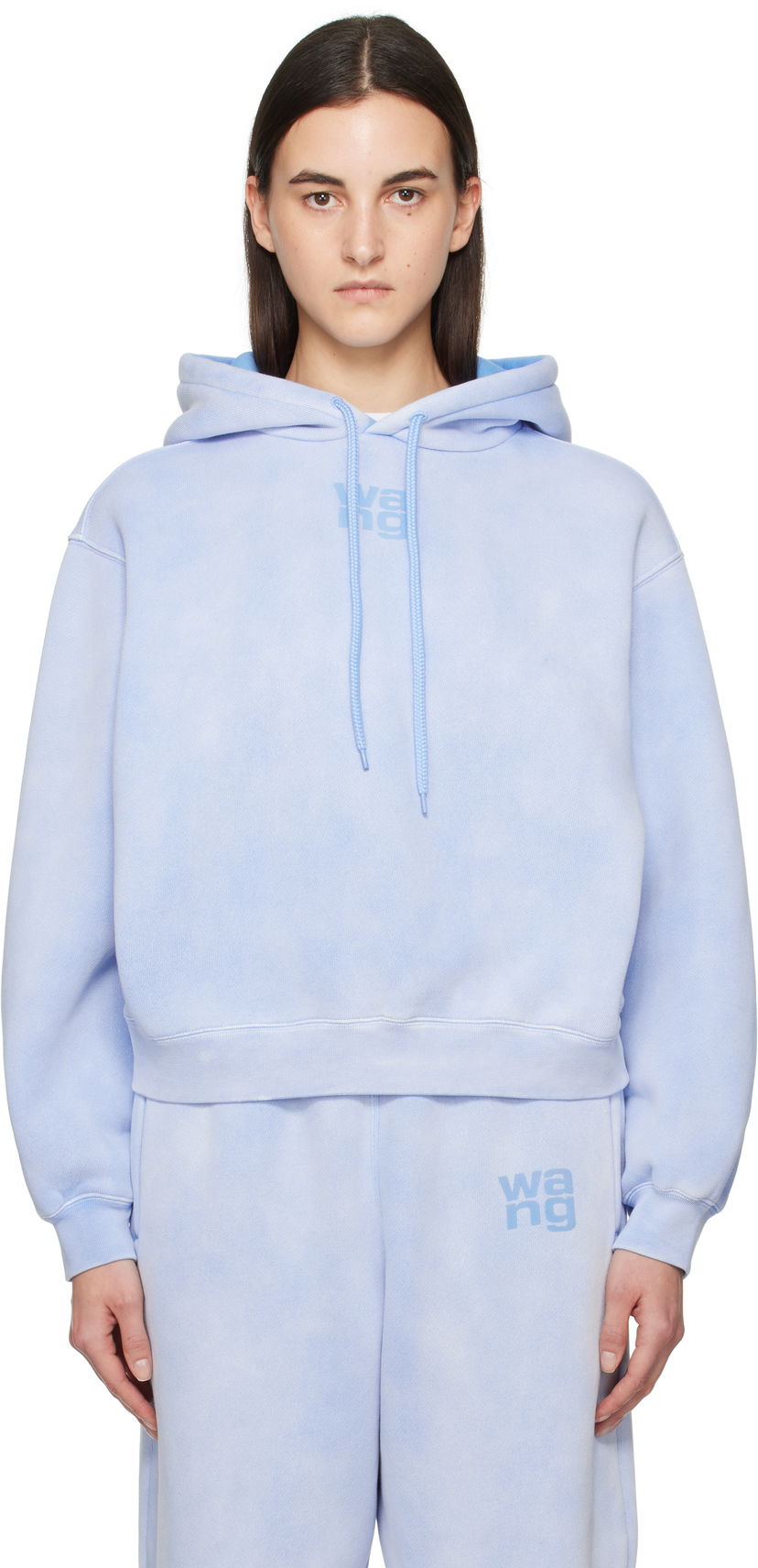 Huppari Alexander Wang Alexander Wang Puff Logo Cropped Hoodie Sininen | 4CC3242108