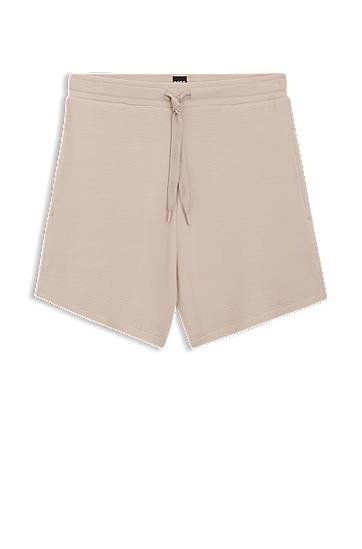 Shortsit BOSS Ottoman-structured Stretch Modal Shorts with Branded Cord Beige | 50545617, 0