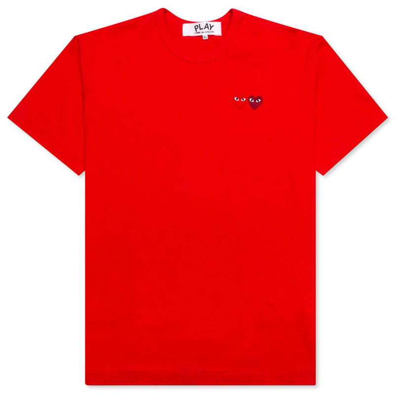 T-paita Comme des Garçons Play Double Hearts T-Shirt Punainen | AZ-T225-051-5, 0