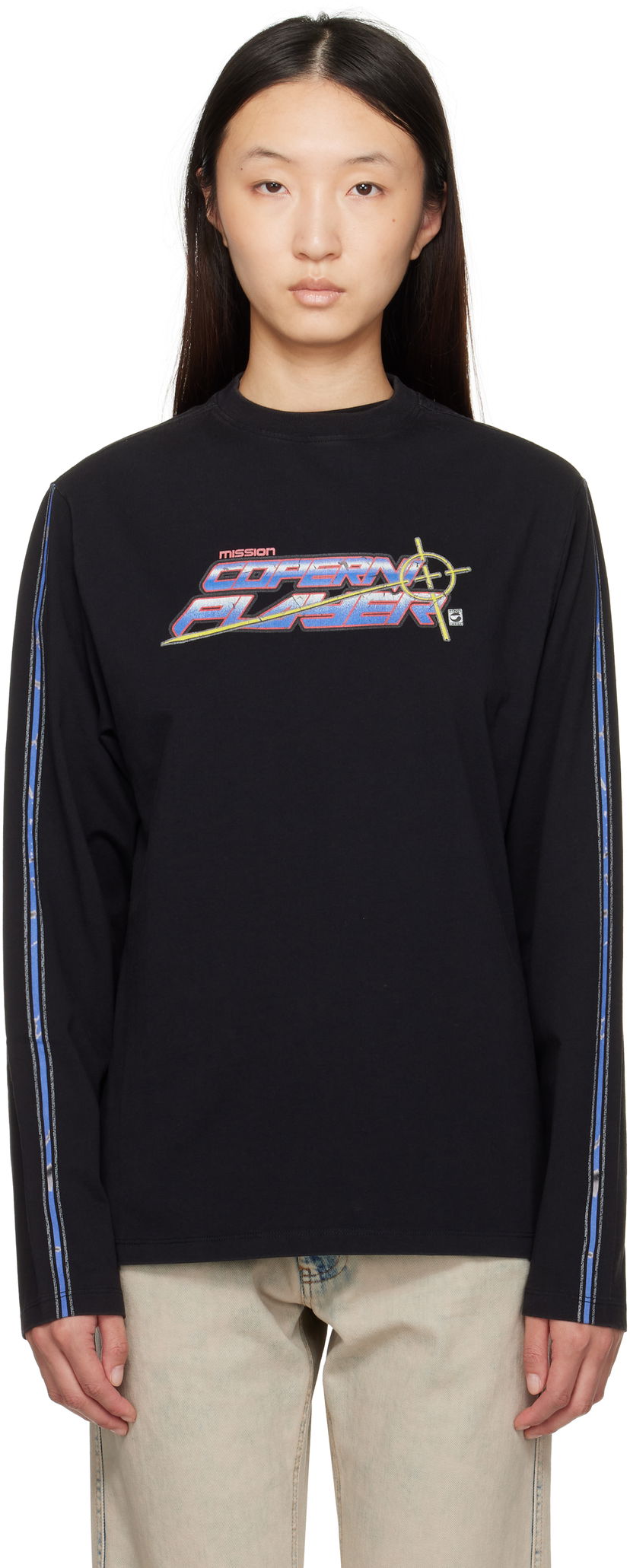T-paita Coperni Coperni Slogan Graphic Long Sleeve T-Shirt Musta | COPJS16PF5041