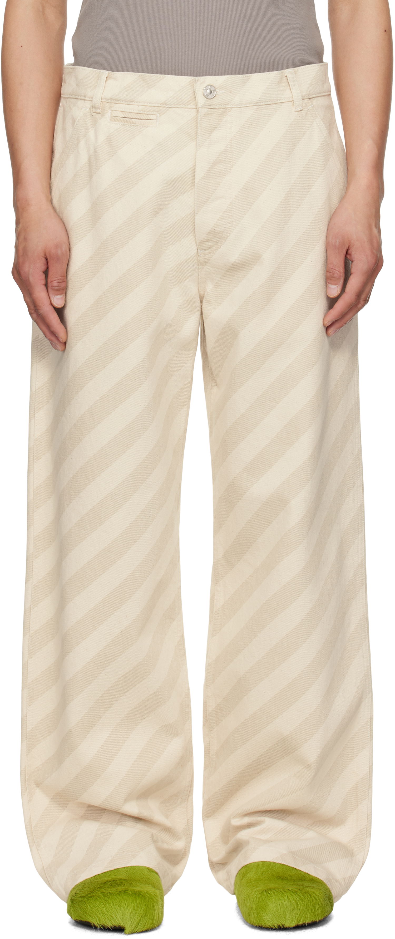 Housut Marni Marni Striped High-Waist Jeans Beige | PUJU0101A0 USCX37, 0