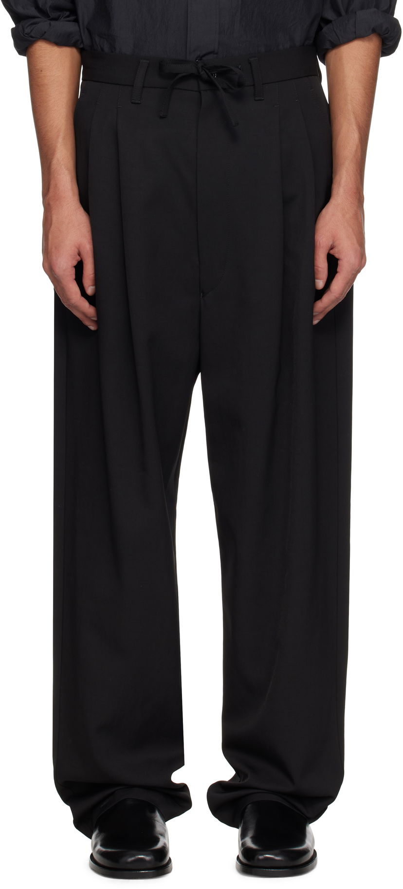 Housut LEMAIRE Lemaire Drawstring Pleated Trousers Musta | PA1168 LF1362
