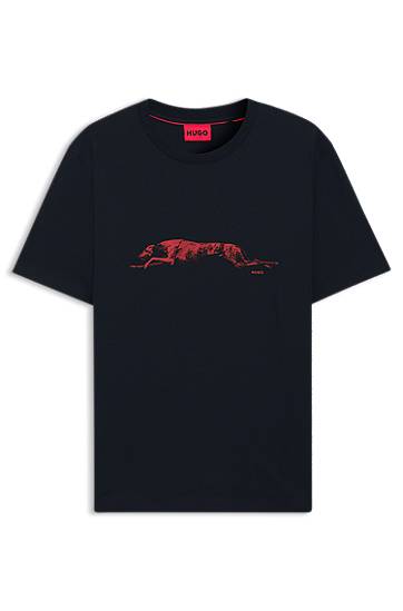 T-paita BOSS HUGO Dog Artwork Jersey T-Shirt Tummansininen | 50548557