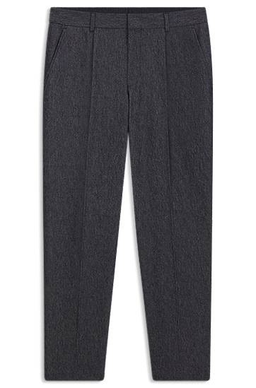 Housut BOSS Tapered-Fit Cotton-Blend Trousers Harmaa | 50546035