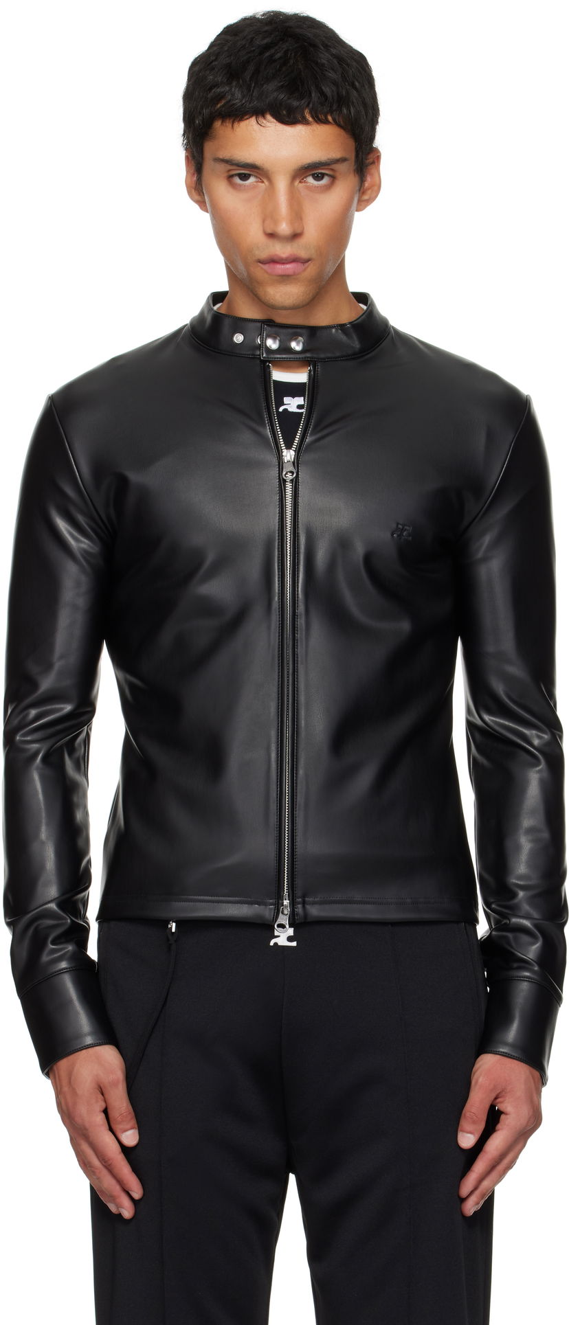 Takki Courrèges Courrèges Faux-Leather Biker Jacket Musta | 325CTO448PU0049