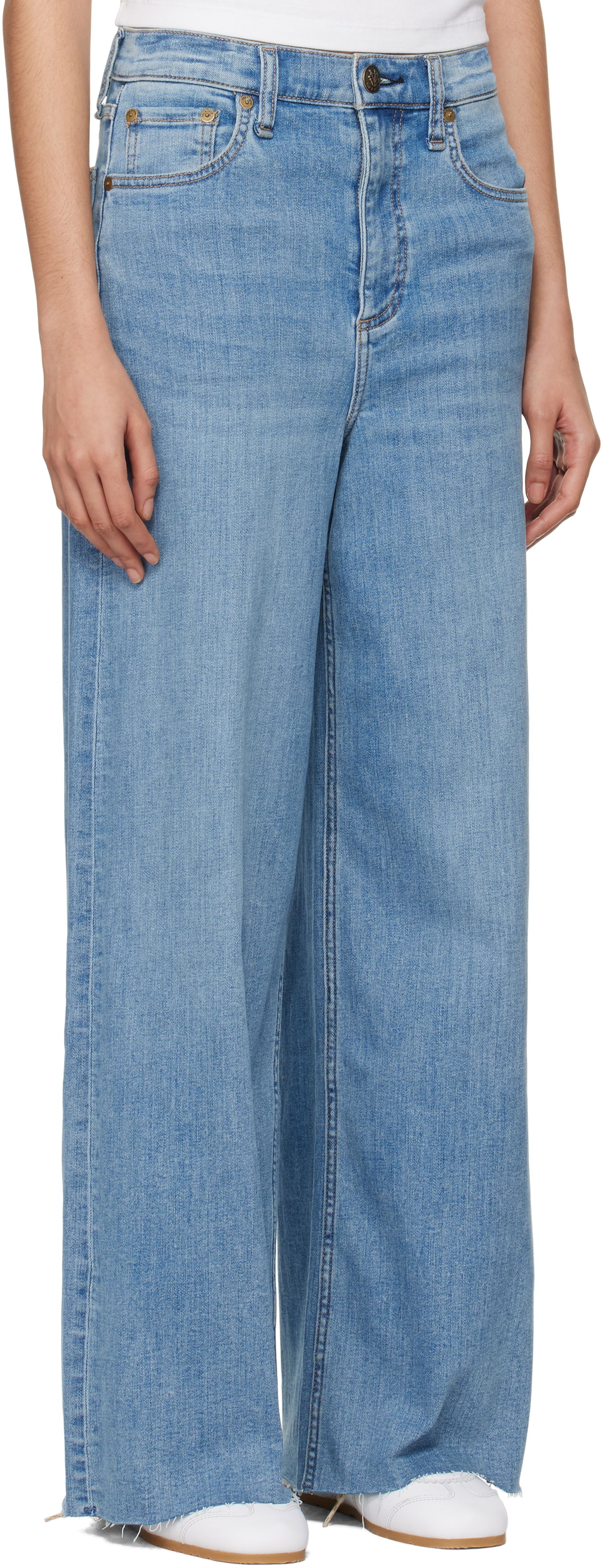 Jeans rag & bone rag & bone 'The Sofie' High-Rise Ultra Wide Ankle Jeans Sininen | WDD24F3000FUMO, 1