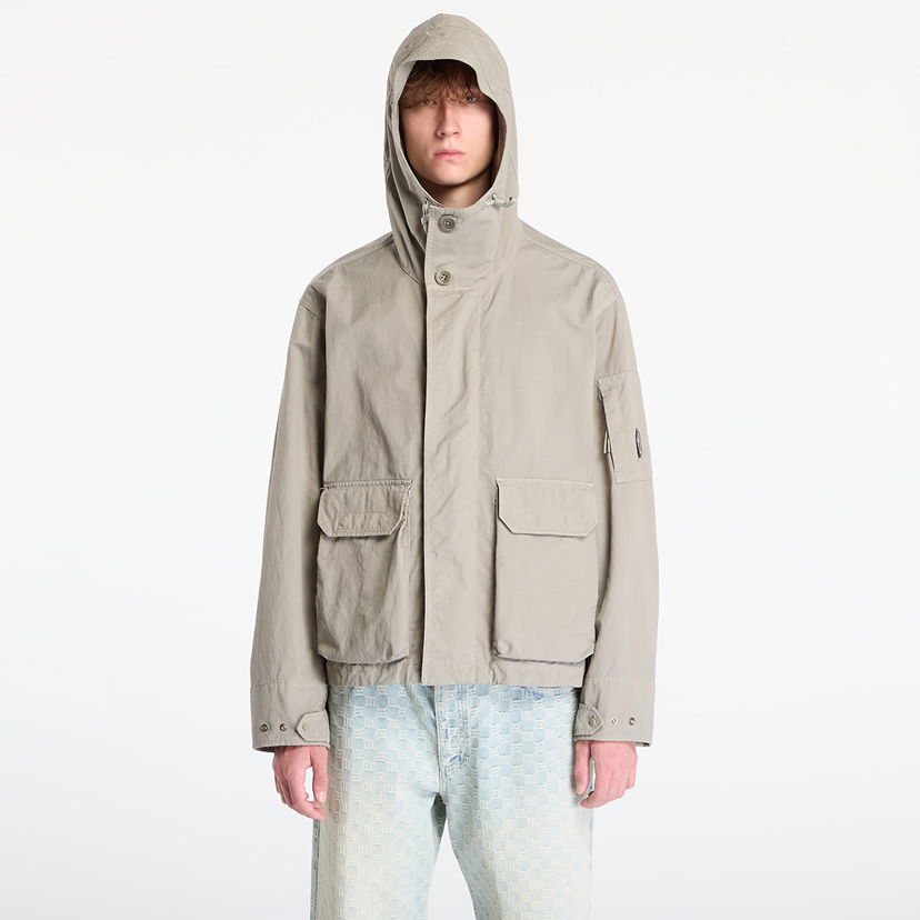 Takki C.P. Company Twill Hooded Short Jacket Fungi Grey Beige | 19CMOW069A110305G-356