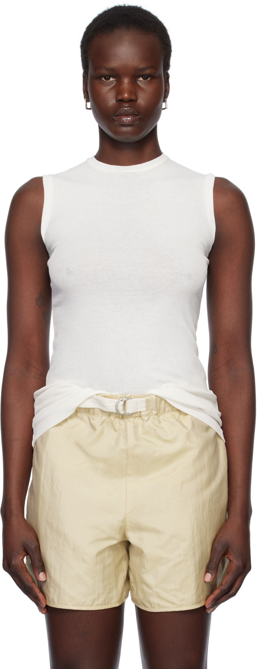 Tankkitoppi Jil Sander Jil Sander 3 Layers Tank Top Valkoinen | J40FV0106_JTN356