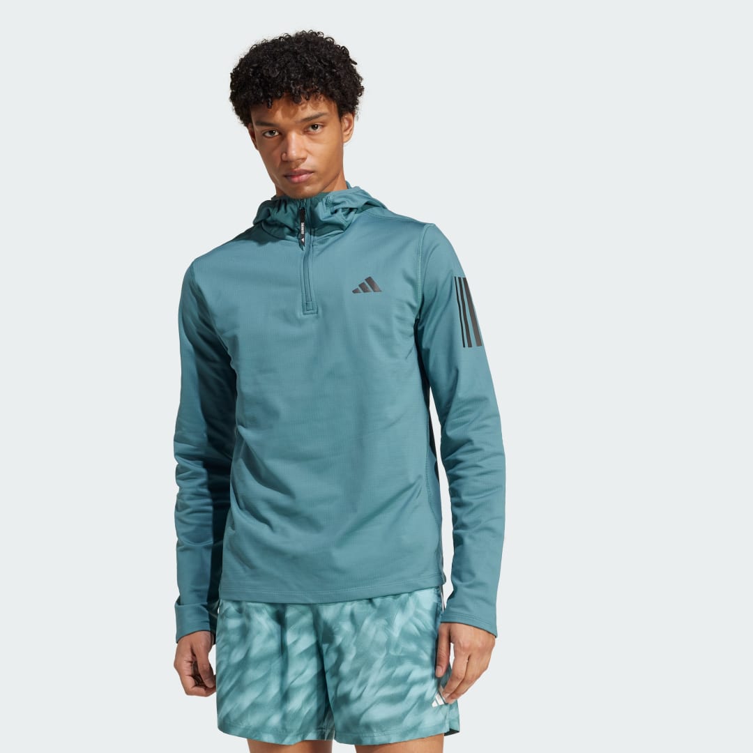 Huppari adidas Performance Own The Run Winterized Quarter-Zip Hoodie Vihreä | JW9655, 0