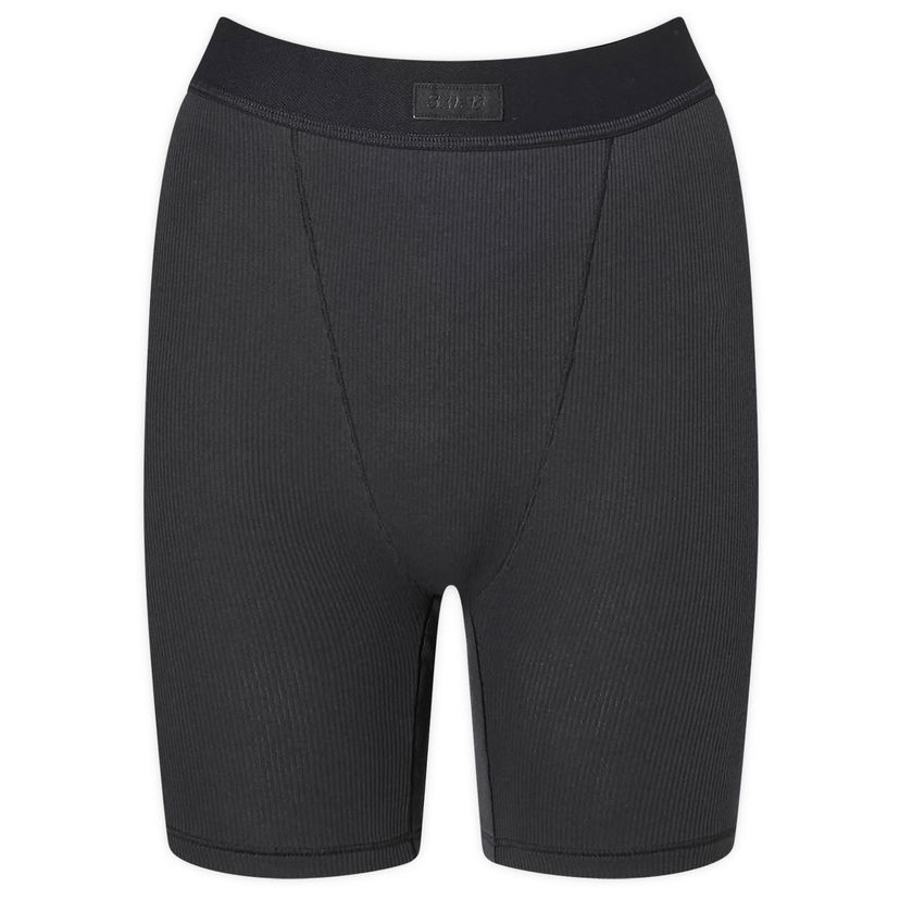 Nyrkkeilijät SKIMS Ribbed Cotton Boxer Shorts Musta | PN-HWS-0042-ST