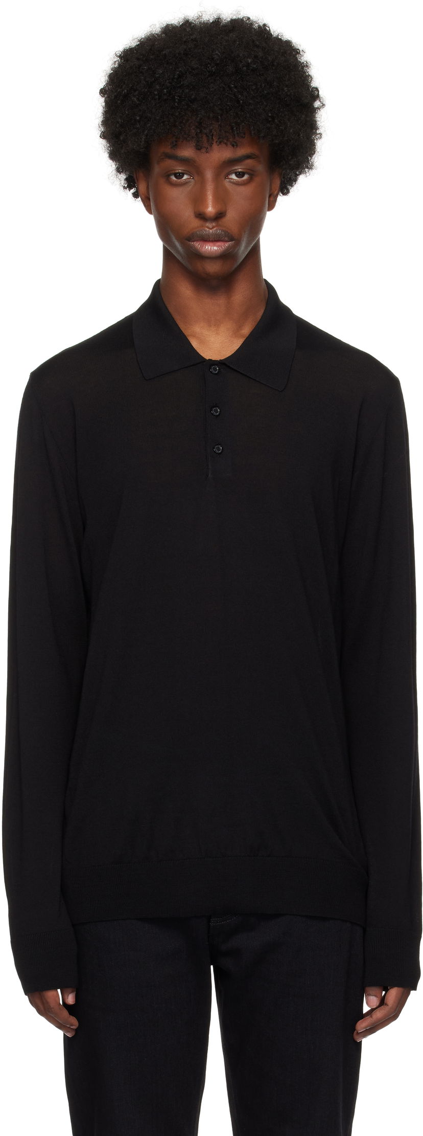 Poolopaita Golden Goose Merino Wool Polo Musta | GMP01353.P001041.90100