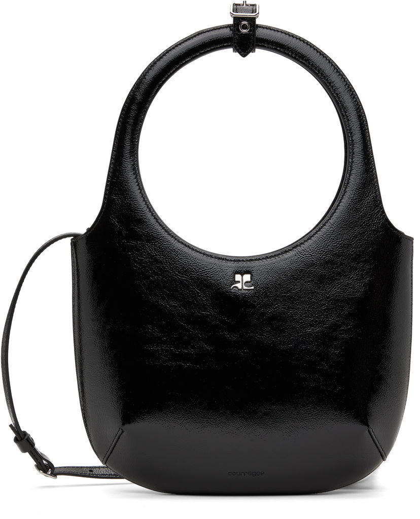 Käsilaukku Courrèges Leather Shoulder Bag Musta | 424GSA102CR0043