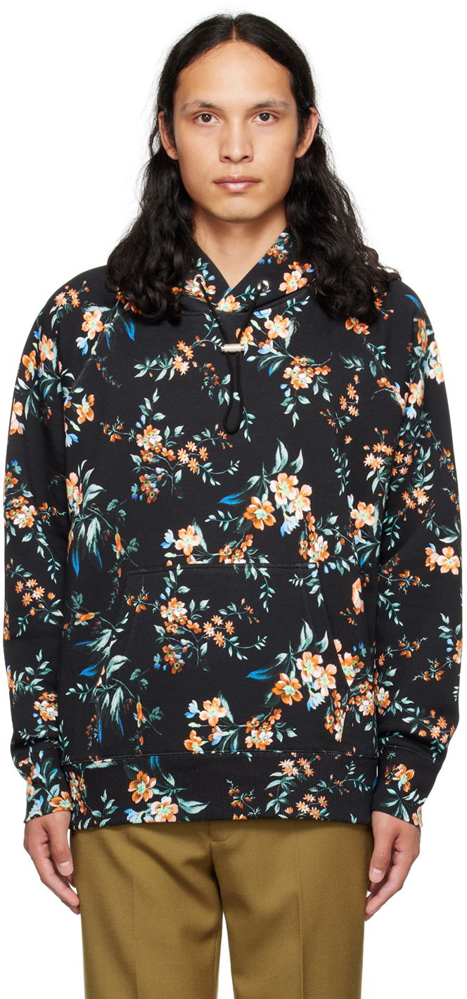 Huppari Erdem Erdem Floral Print Christian Hoodie Musta | MF22_516MKFSW