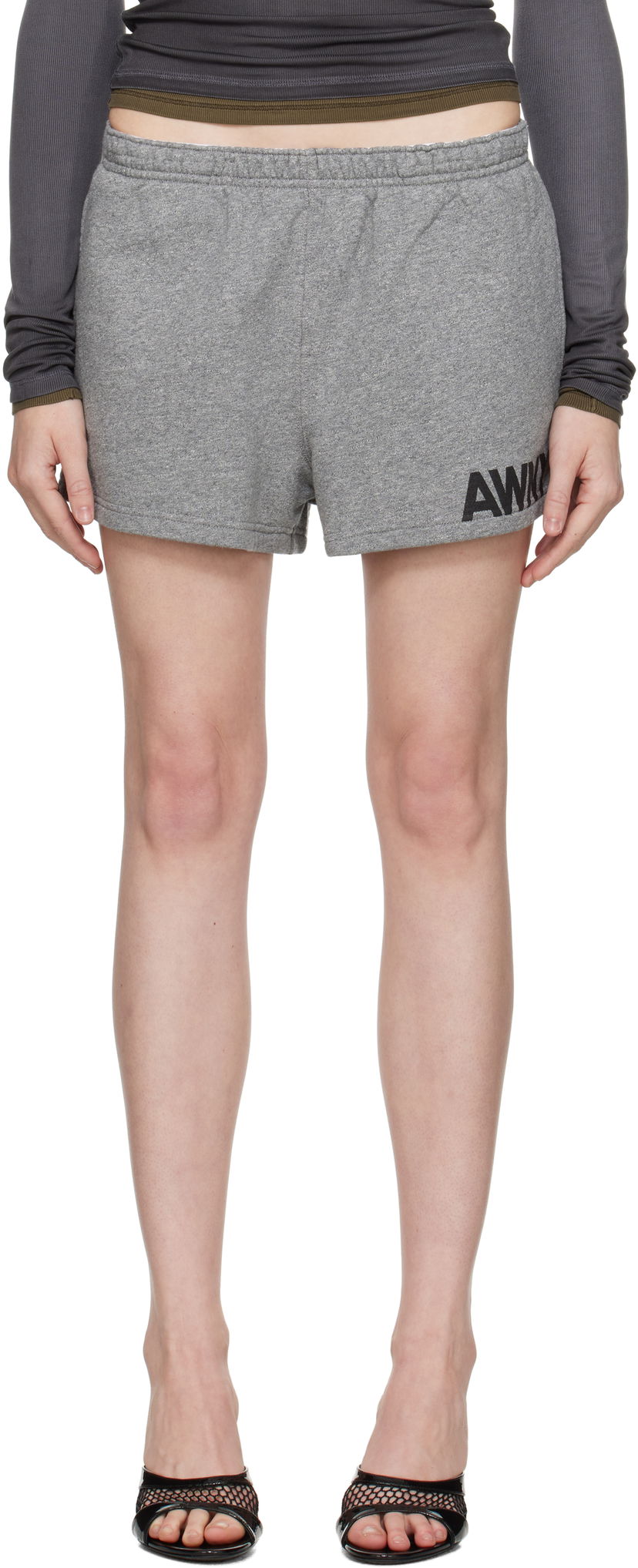 Shortsit Alexander Wang Alexander Wang.t Logo Cotton Running Shorts Harmaa | 4CC2254427