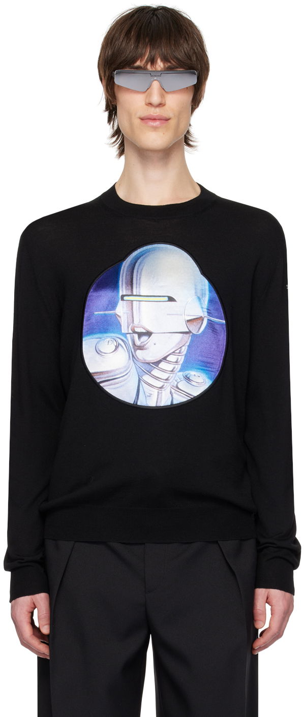 Villapaita Stella McCartney Stella McCartney Embroidered Crewneck Sweater Musta | 6K07133S2479