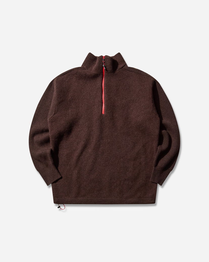 Villapaita GR10K Felted Half-Zip Sweater with Drawstring Hem Ruskea | CGB42200JE26 26