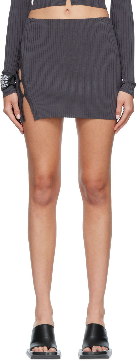Hame Ksubi Ribbed Mini Skirt Harmaa | WPF22SK008